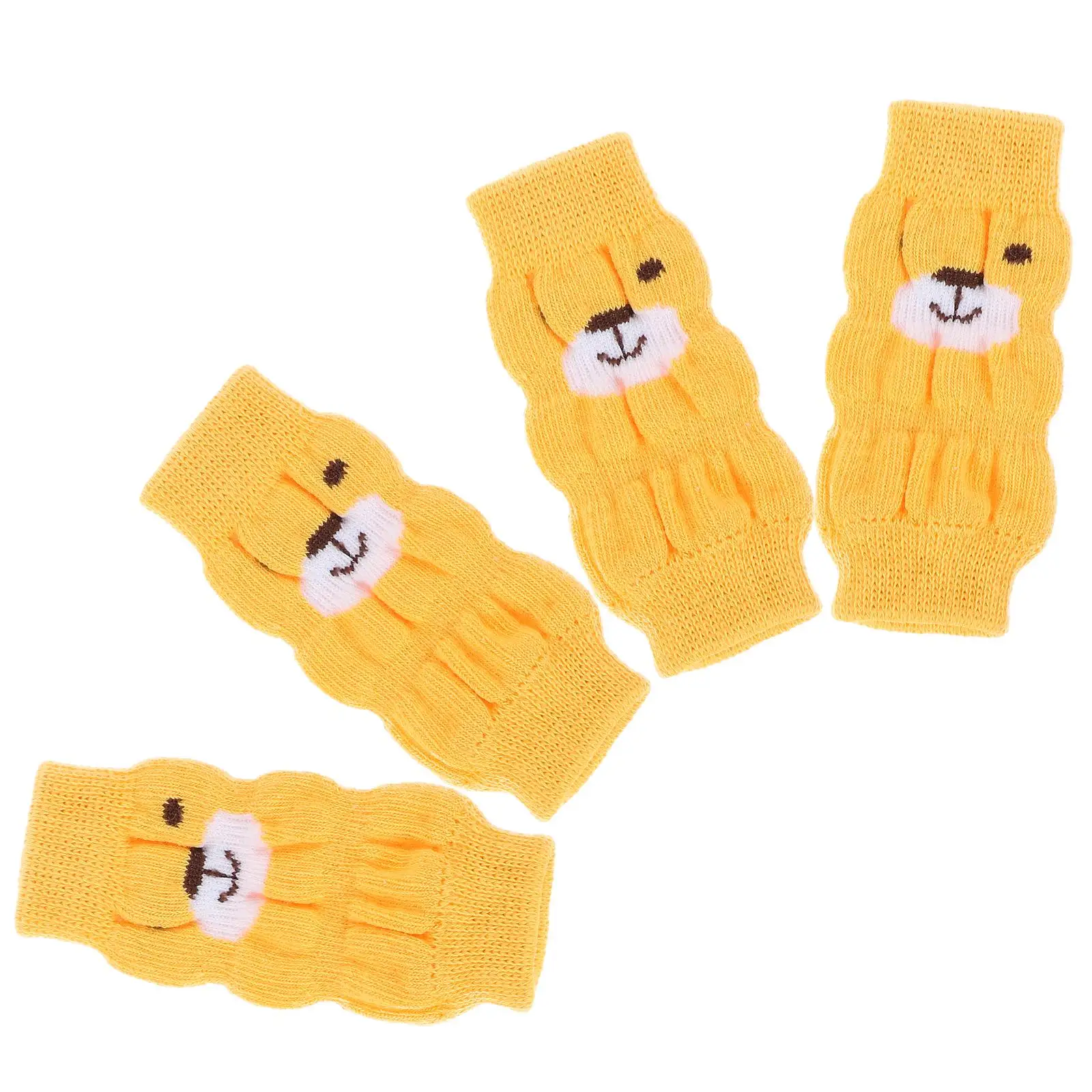 4 Pcs Pet Socks Dog Leg Warmers Non-slip Yellow Legs Cartoon Durable Material Comfortable Use Cold Snow Protection Dog Leg