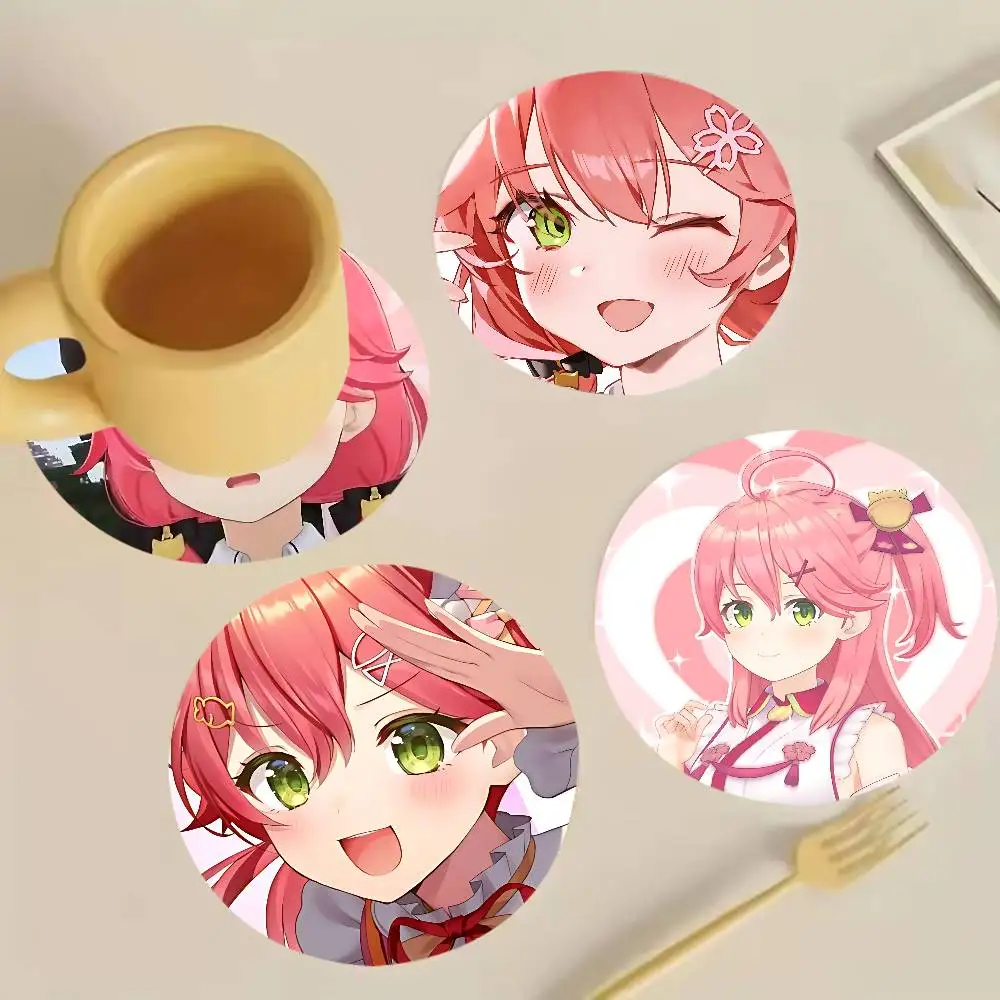 S-Sakura M-Mikos Wooden Cup Mat Cappuccino Vodka Juice Water Coaster for Flower Shop