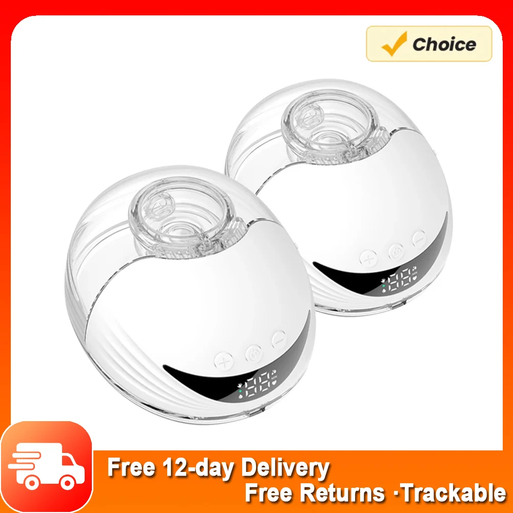 MY-375 Portable Hands Free Breast Pump Wearable Electric Breast Pump Lightweight with LED Display 4 Modes & 12 Levels