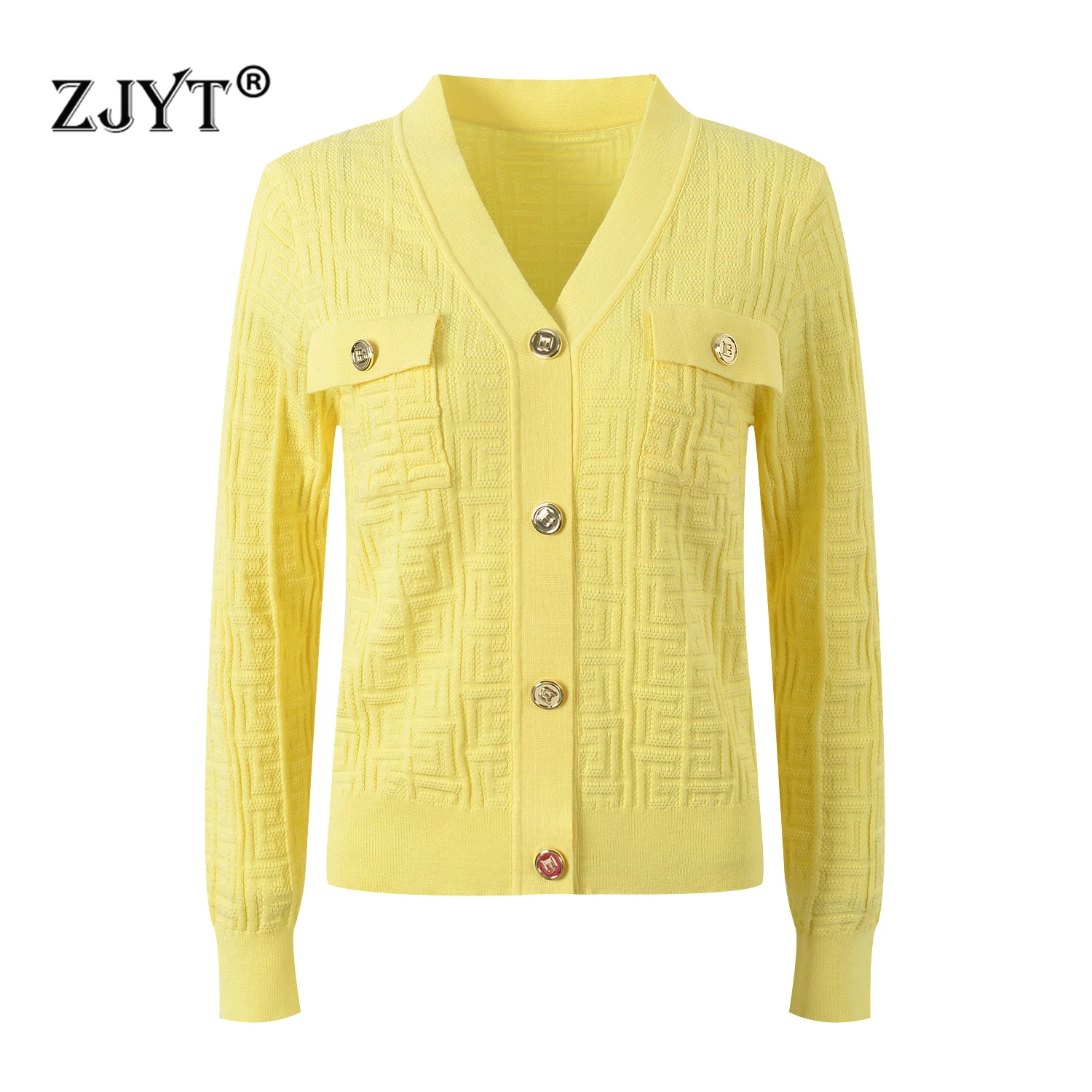 

ZJYT Autumn Winter Cardigan Sweaters for Women Long Sleeve Knitting Tops White Female Europe Fashion Knitwears Jersey Mujer 2024