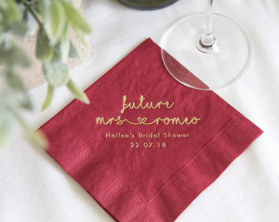 Future Mrs Personalized Bridal Shower Napkins - Bridal Shower - Rehearsal Dinner - Engagement Party Napkins