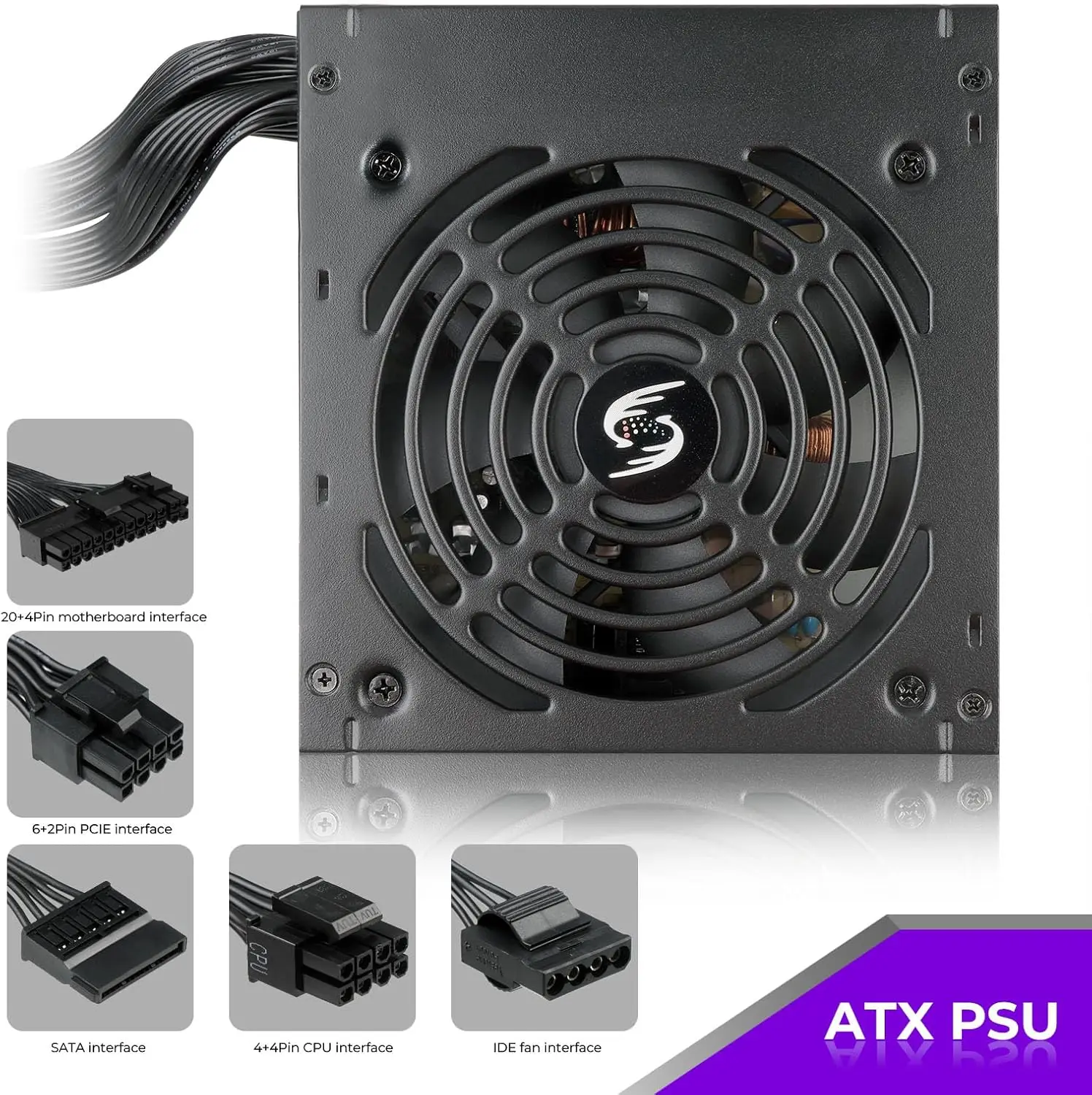500W Power Supply 80 Plus Bronze ATX PSU Non Modular Full Voltage 110/220V Active PFC for Desktop Gaming PC Server