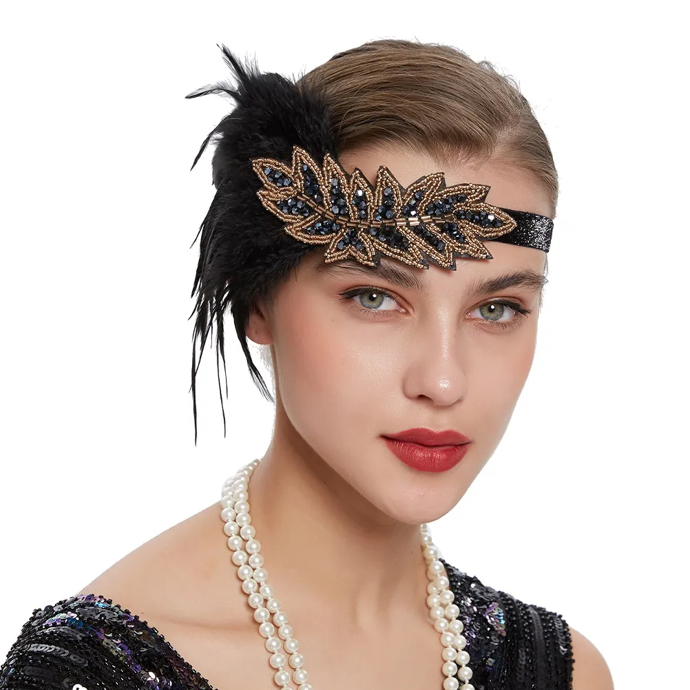 Retro 1920S Flapper Headband Elastic Stretch Hair Band for Women Perfect for Wedding Party Prom Cocktail Ball Christmas