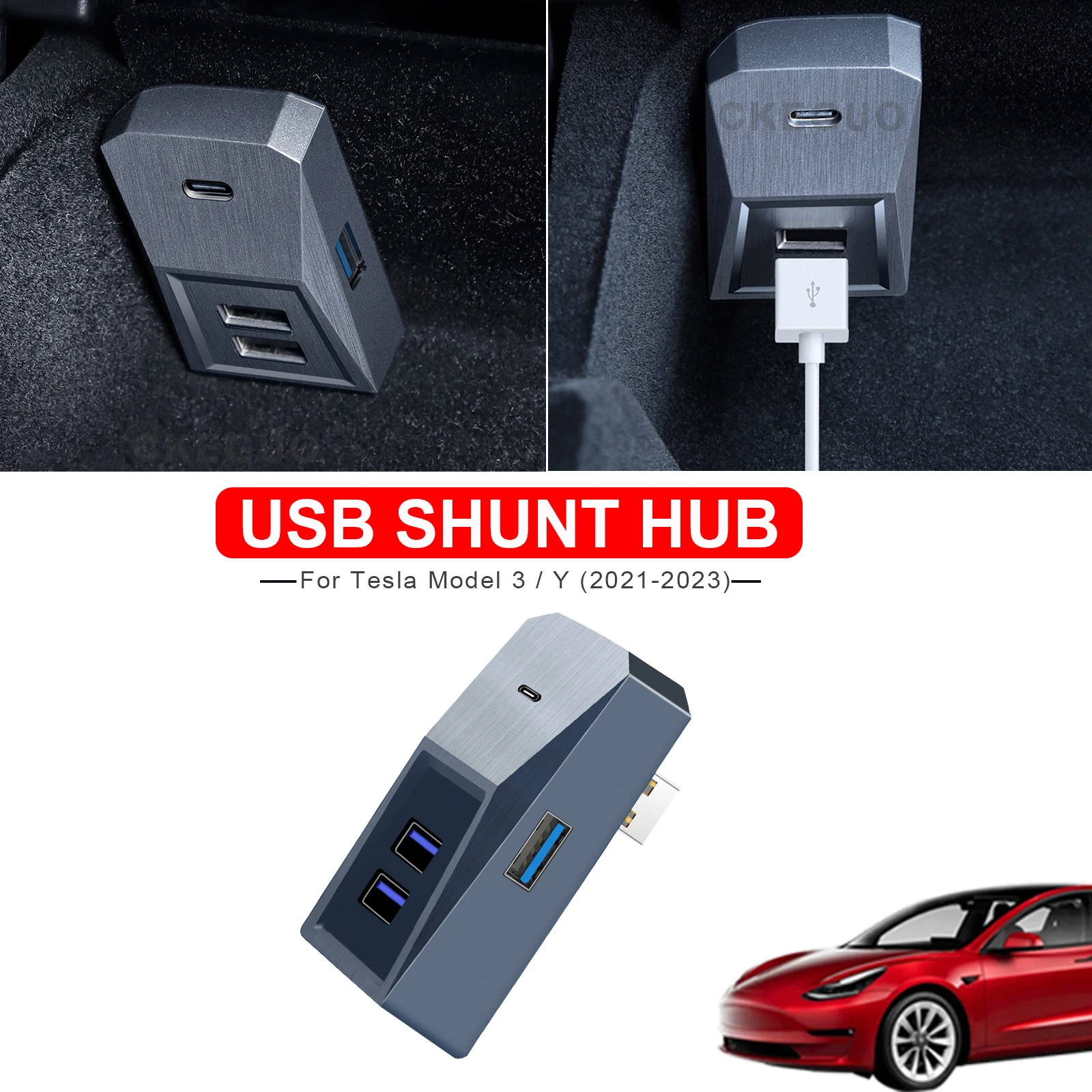 Glovebox USB Hub Port For Tesla Model Y Model 3 Accessories Docking Station Quick Charger Adapter Splitter Extension 모델3 모델y