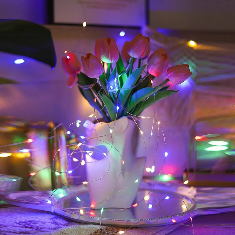 Solar Powered LED Copper Wire Lights Color String Lights Waterproof Outdoor Lamp For Garden Courtyard Christmas Tree Decorations