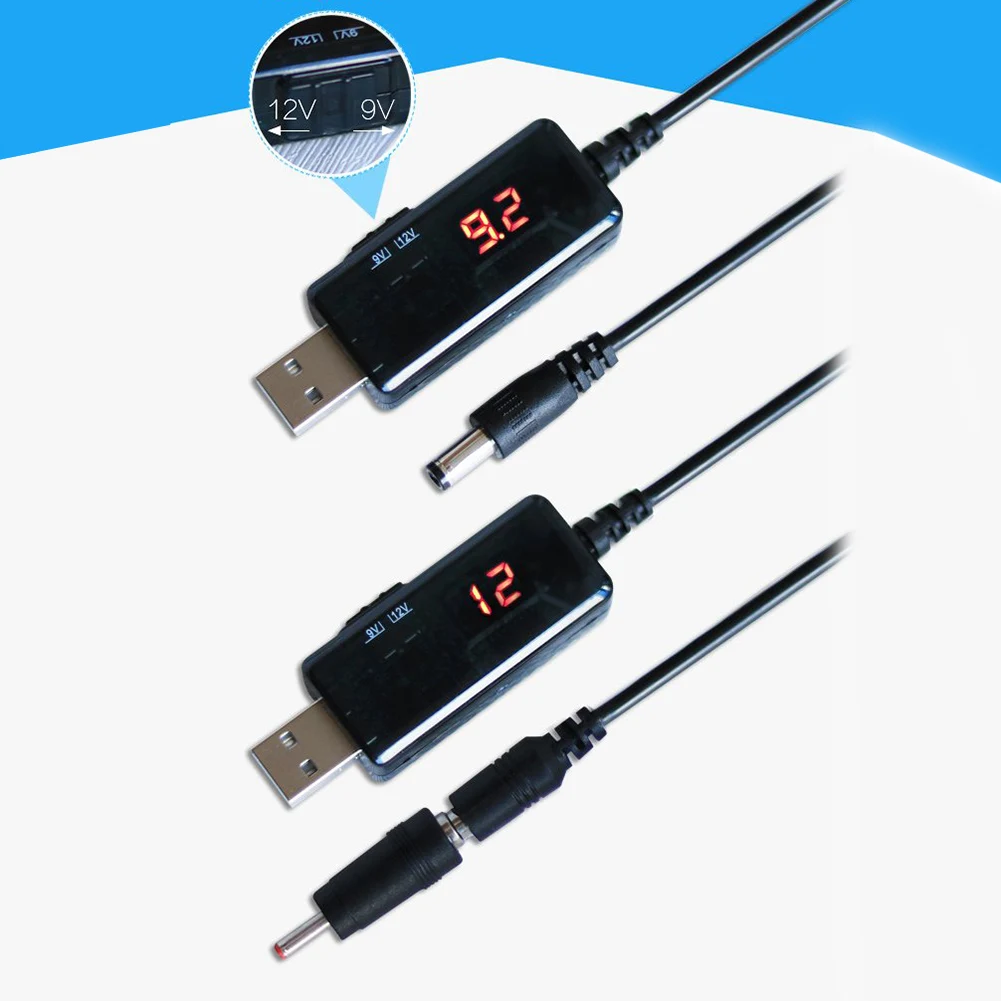 Usb Lights Radiators Power Supply Cable Step Up 1M/3Ft 5V To 9/12V Adapter Head Black Boost Cable With Adapter