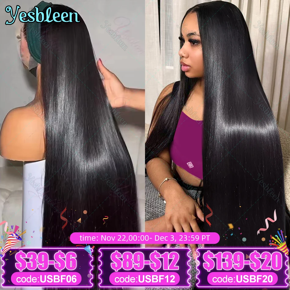 Brazilian 30 38 Inch Straight Lace Frontal Wig 13x4 13x6 Transparent HD Lace Front Wigs Human Hair Pre Plucked 5x5 Closure Wig