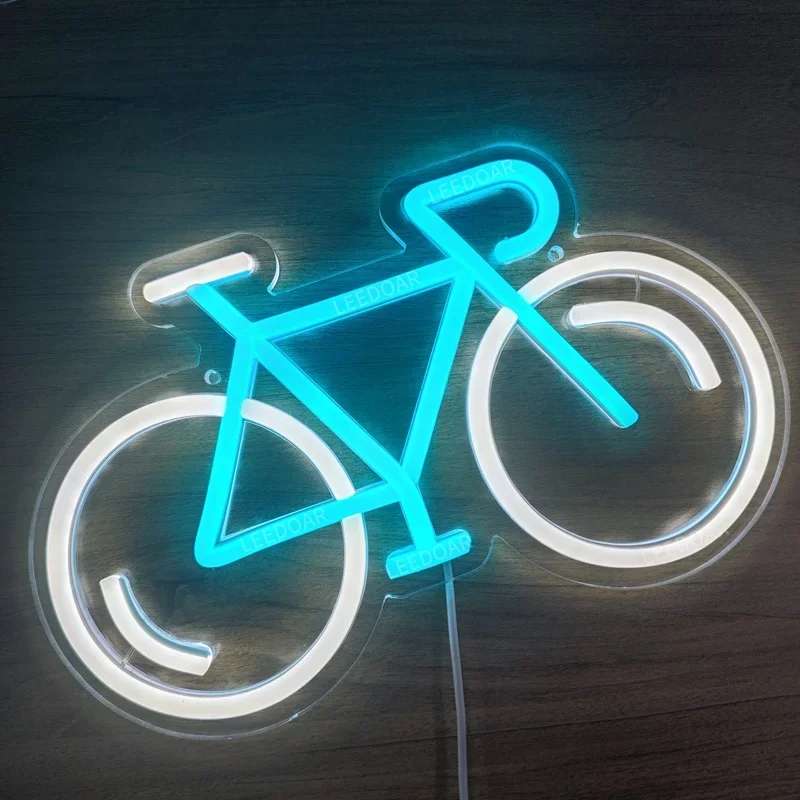 LED Bicycle Wall Mounted Decorative Board USB Switch White Blue Neon Lights Home Bar Event Decoration Accessories