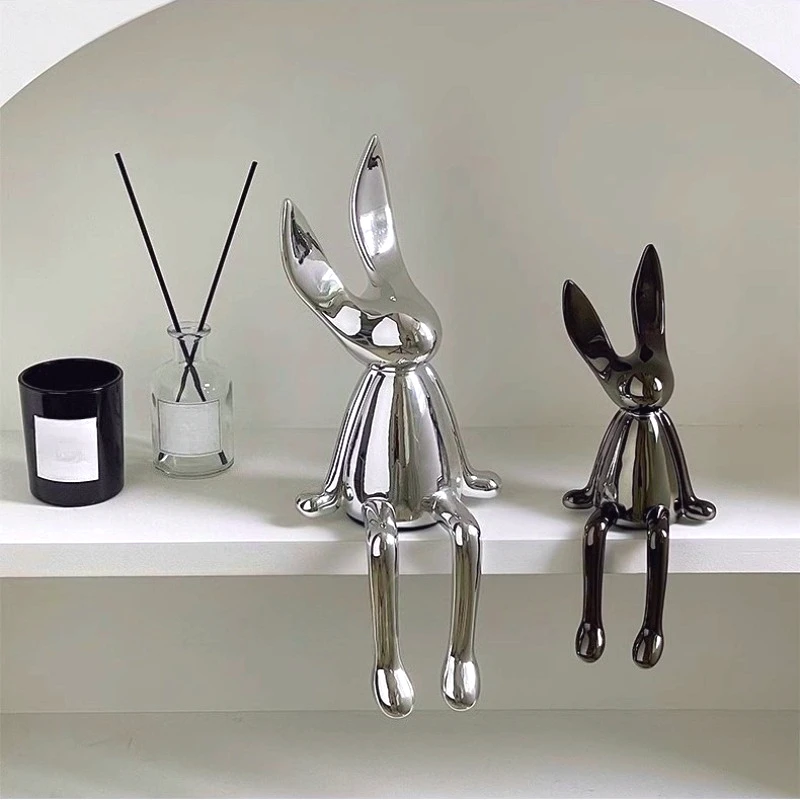 

Nordic Rabbit Statue Home Decoration Figurines Interior Christmas Room Desk Decoration Crafts Abstract Art Study Decor Sculpture