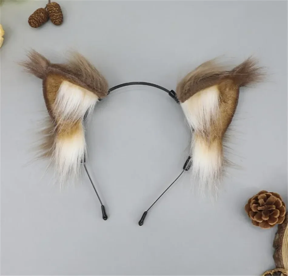 Lolita peludo animal besta orelhas grampo de cabelo anime lolita esquilo orelha bandana kc cosplay acessórios b2661