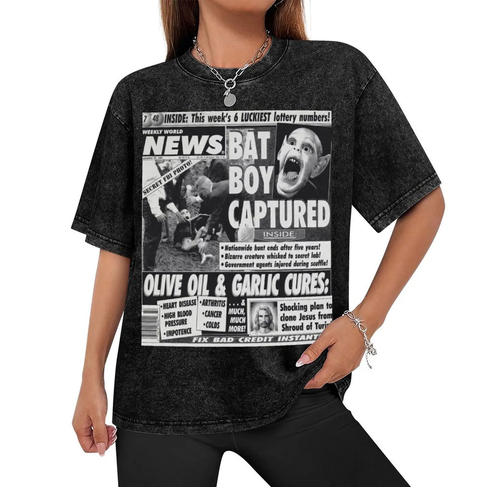 Bat boy captured bizarre odd strange enquire magazine article weekly news clone jesus T-Shirt