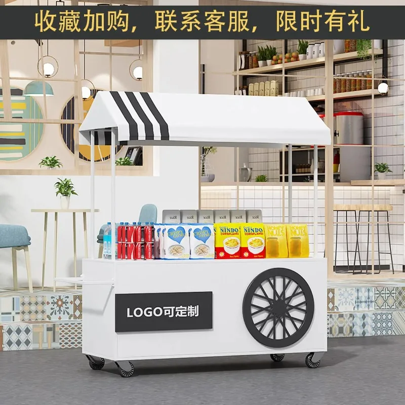Wrought iron flower cart stall trolley snack cart night market mobile stall trolley outdoor display stand market stall