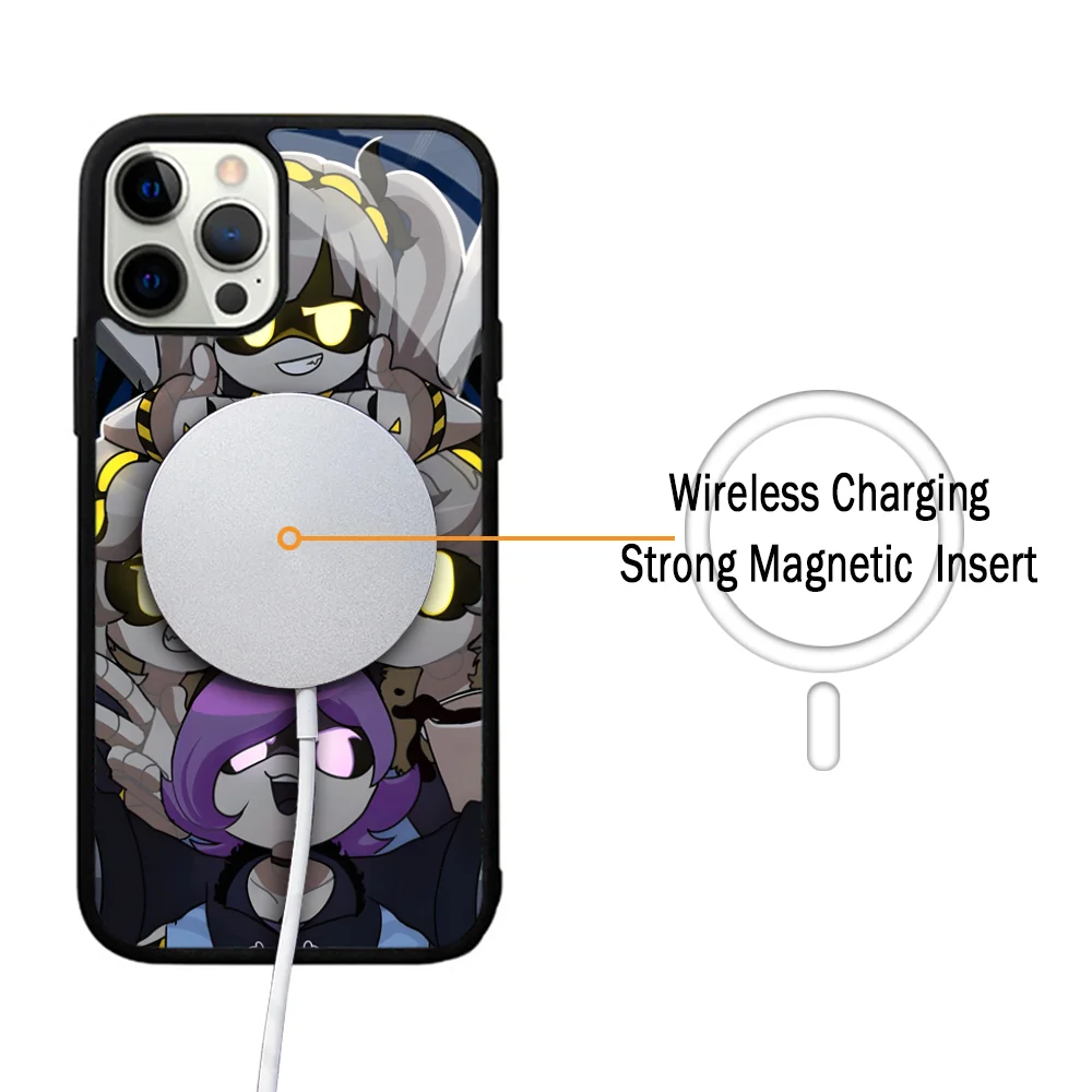 Game M-Murder Drones N V J Phone Case For IPhone 11 12 13 14 15 Plus Pro Max Mirror Acrylic Cover For Magsafe Wireless Charging