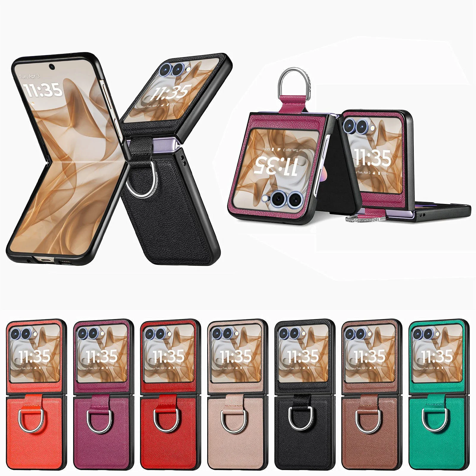 

Luxury For Samsung Galaxy Z Flip 7 FE Litchi Grain Genuine Leather Case For Samsung Galaxy Z Flip 7 FE Cover Back Coque Funda