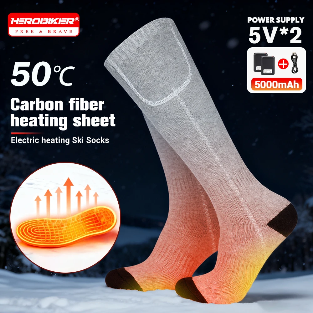 

HEROBIKER зимние носки с электрическим подогревом, мужские и женские термоноски с подогревом, теплые носки для холодной погоды, верховая езда, кемпинг, пеший туризм
