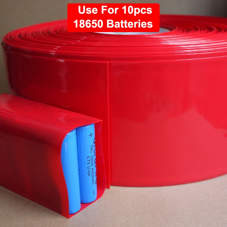 2M Yellow Red Dia 65mm Width 103mm For 10pcs 18650 Battery Pack Wrap Sleeve Insulation PVC Heat Shrinkable Tubing Shrink Tube