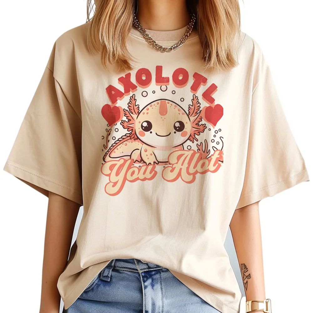 Axolotl t-shirts women streetwear designer Tee female Japanese manga clothing