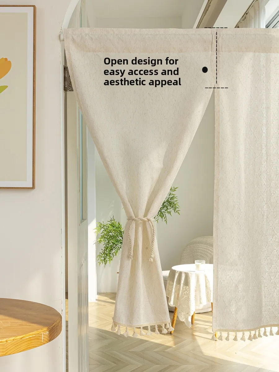 

Z Премиум Хлопковая льняная дверная занавеска Раздвижная панель Кухня Полудверная занавеска Спальня Дзен Аосфера Японский тренд