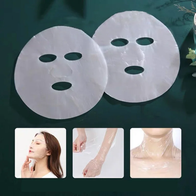 Mascarilla Facial transparente desechable, máscara limpiadora de cara completa, pegatinas de papel para el cuello, herramientas de maquillaje de