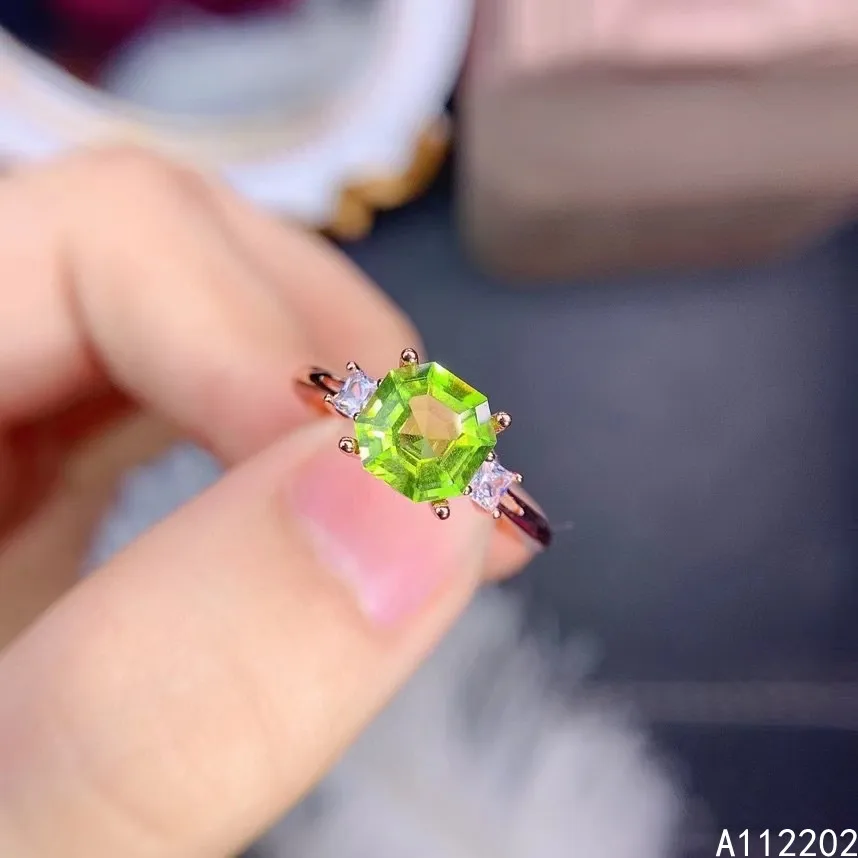 

Vintage Luxury Natural Peridot Ring 925 Sterling Silver Inlaid Women's Green Gemstone Ring Bridal Wedding Engagement Party Gift