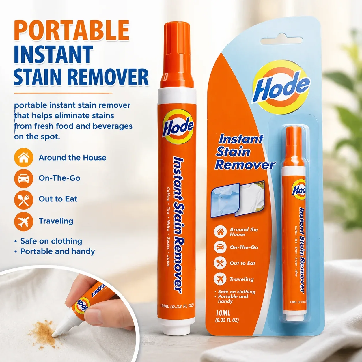 10ml Liquid Stain Remover Instantly Removes Stains for Emergency Stain Removal-Water-free Suitable for Various Fabrics Oxygen