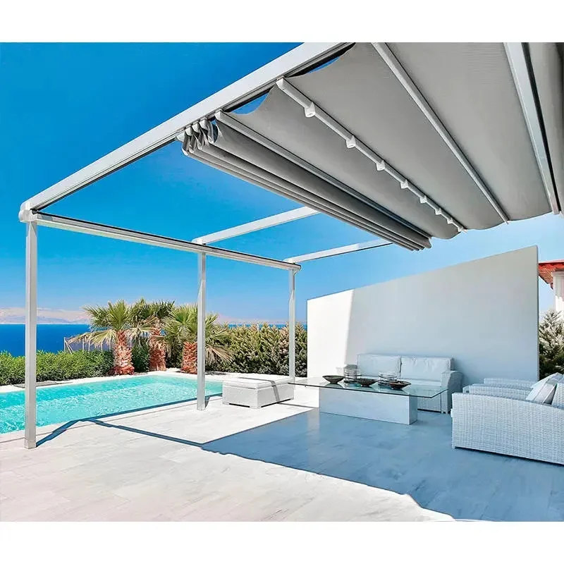 Outdoor Aluminum Retractable Folding Awning Window Sunshade Hardware Patio Garden