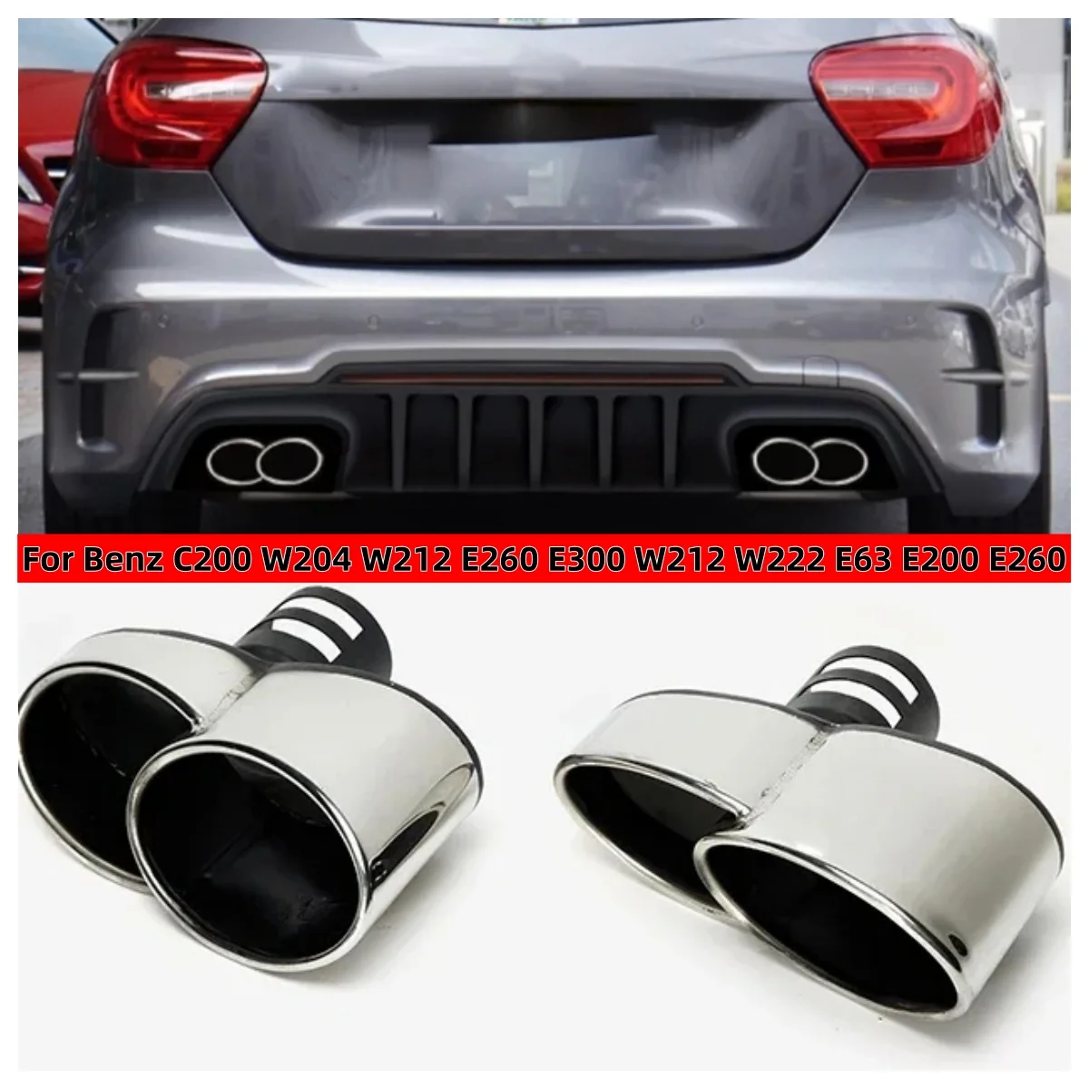 Exhaust Tip For Benz C200 W204 W212 E260 E300 W212 W222 E63 E200 E260 Exhaust Pipe Wald Exhaust System Stainless Steel Nozzle