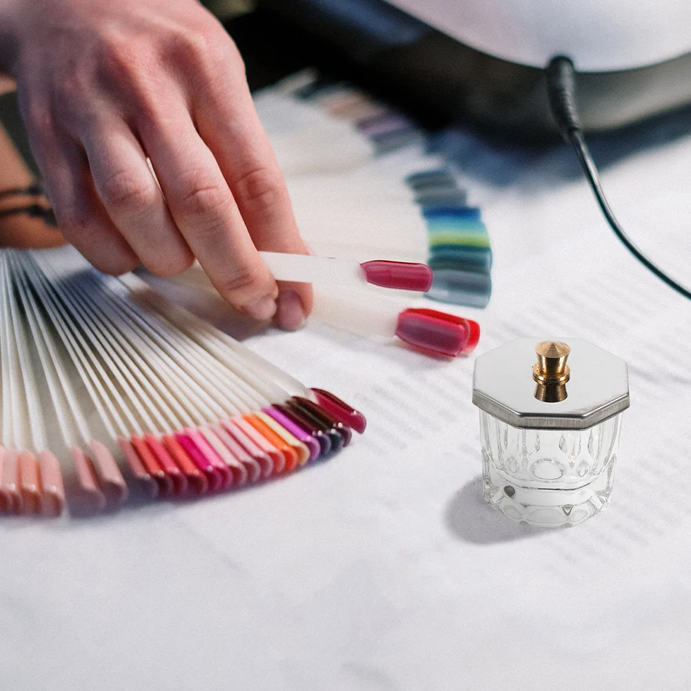 Piatto Dappen per unghie acriliche con coperchio Tazza per unghie in vetro per miscelare lo strumento per manicure in polvere liquida Strumenti per unghie acriliche dal design elegante