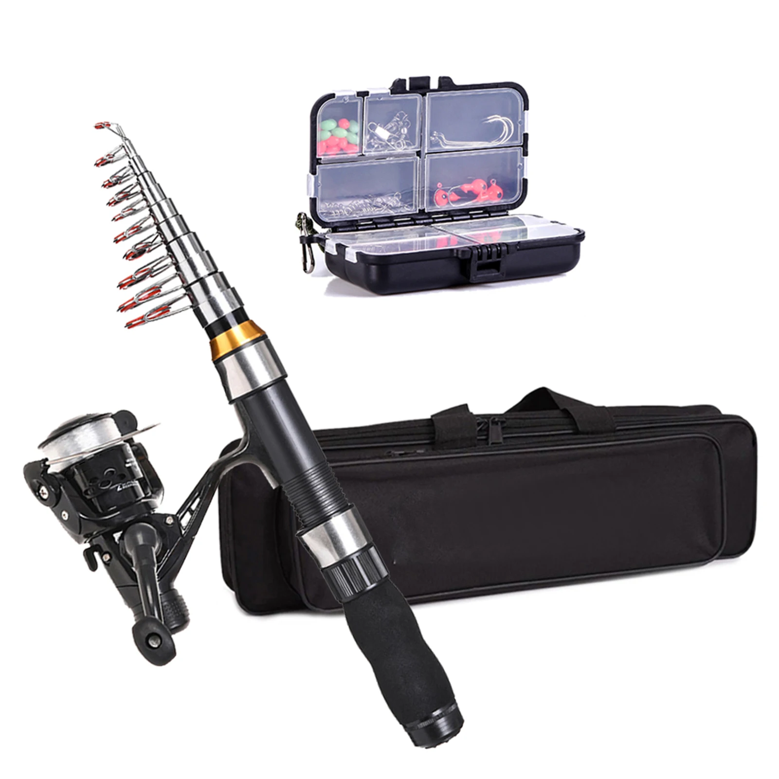 Lixada الصيد رود بكرة كومبو مجموعة كاملة مع قضبان الصيد تلسكوبية الغزل بكرات مجموعة مع السنانير لينة السحر برميل يدور