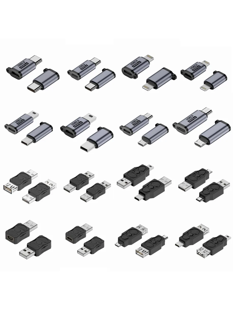 

1/5pc USB Type C Female To Micro Mini USB Male U Adapter Connector Light ning 8 Pin Fast Date Charging Micro USB Charger Adapter