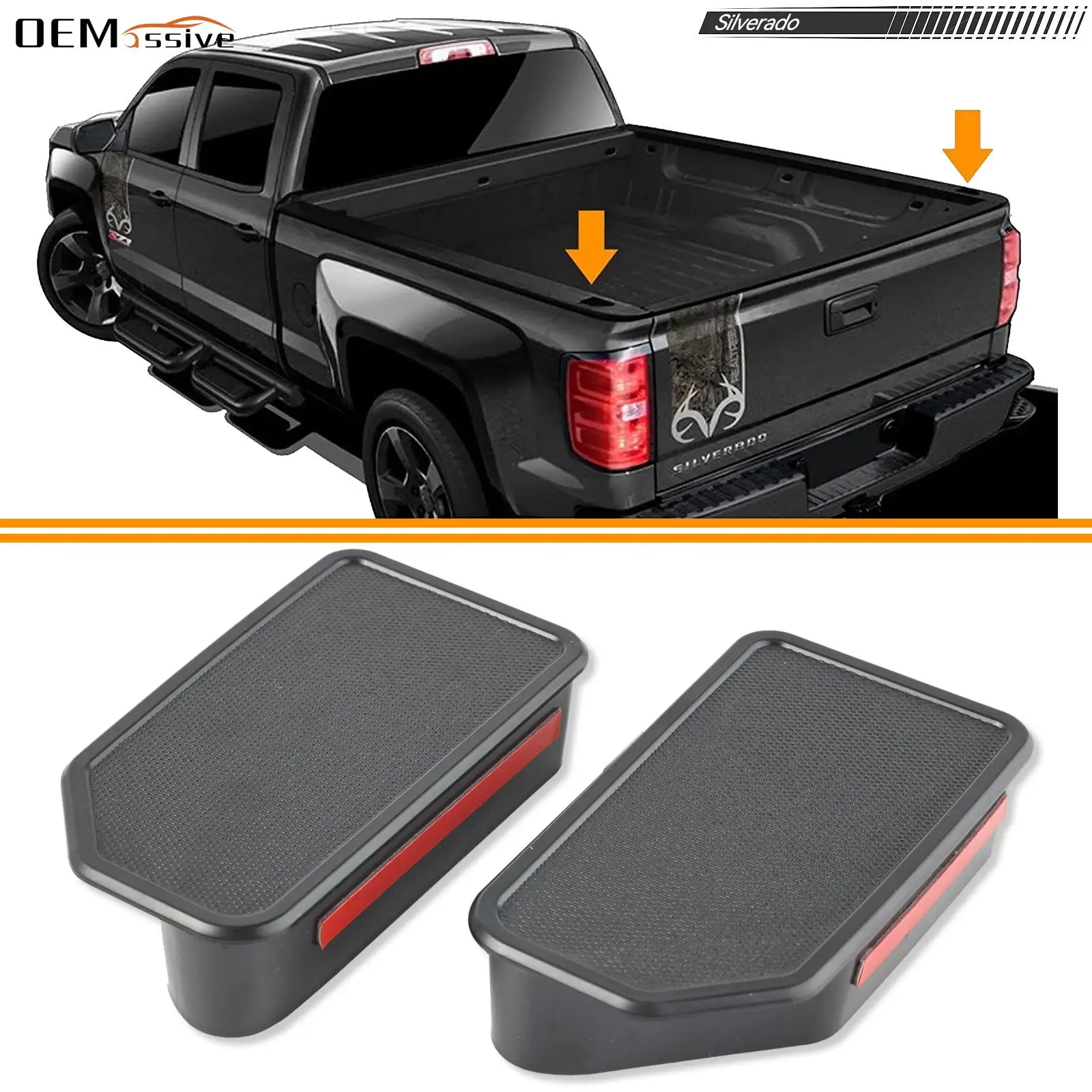 1 Pair Car Pocket Covers Truck Bed Rail Stake Holes Caps For Chevy Silverado GMC Sierra 1500 2500HD 3500HD 2014-2018 Accessories