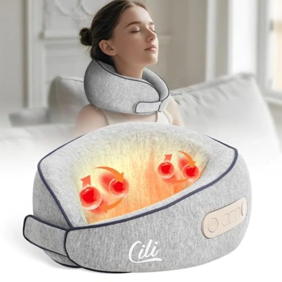 Cordless Neck Massager Pillow with Heat Shiatsu Neck Massager for Pain Relief Deep Tissue Heated Massage Pillow for Travel 3 Ad