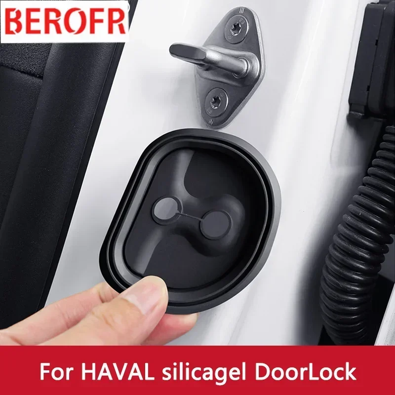 

4pcs Absorber Silicone Car Door Lock Buckle Anti-collision Protective Cover For Haval H4 F5 F7X H9 F5 JOLION HURACA XY H6 MAX M6