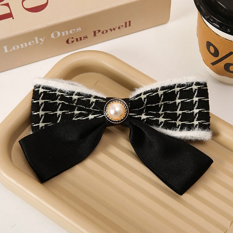 luxury jewelry autumn winter bowknot hairpin female head one-word clip spring clip elegant Hair Accessories for girl