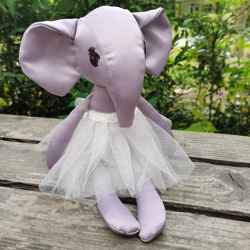 Ballerina Elephant Soft Toy in Purple Cute Elephant Girl Plushies Cloth Toy with Tutu Floppy Elephant Stuffed Animal Baby Toys