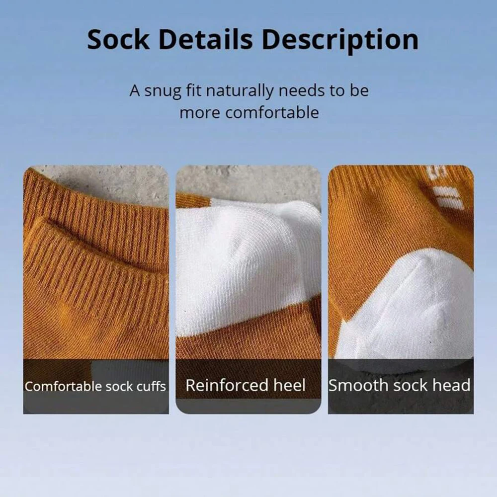 5 Pairs Men Letter Boat Socks Fashionable Vertical Striped Round Neck Socks Breathable Sweat Absorbing Comfortable Casual Socks﻿