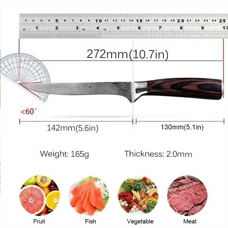 6inch Damascus Laser Boning Knife Professional Kitchen Knife Butcher Knife Stainless Steel Meat Fruit Vegetables Fish Chef Knife