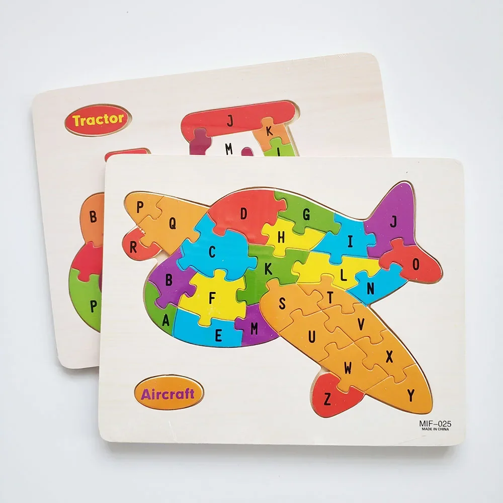 Puzzle en bois de 26 lettres de l'alphabet anglais pour bébé, jouet d'apprentissage précoce pour enfant