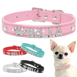 Bling Strass Puppy Halsbanden Gepersonaliseerde Kleine Honden Chihuahua Kraag Aangepaste Ketting Gratis Naam Charms Huisdier Accessoires