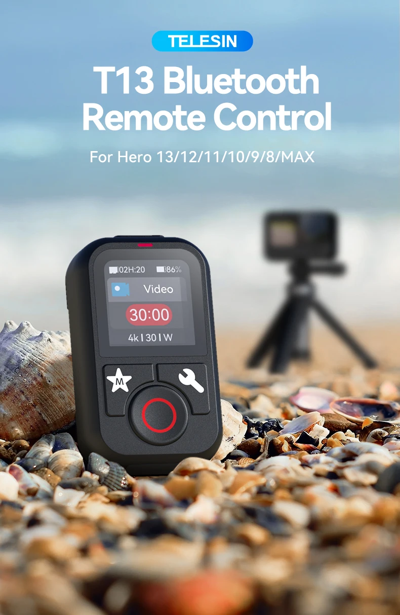 TELESIN T13 Bluetooth-Fernbedienung für GoPro Hero 13 12 11 10 9 8 Max mit Handschlaufe für Action-Kamera-Zubehör – Detail 1