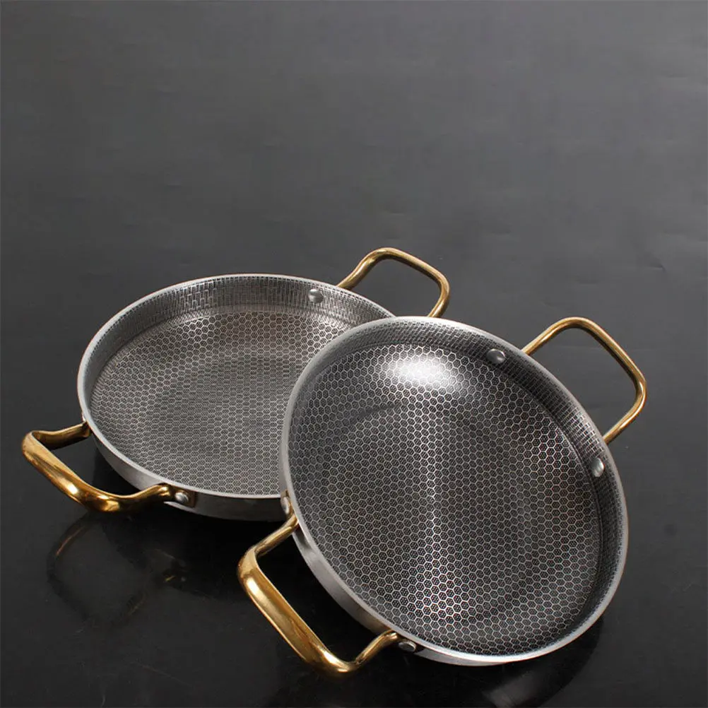 Stainless Steel Honeycomb Frying Pan Thickened Nonstick Seafood Crayfish Pan Ergonomic Handle Scratch Resistant Induction