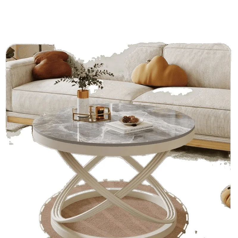 

Slate cream style Internet celebrity small coffee table round light luxury living room modern home small apartment