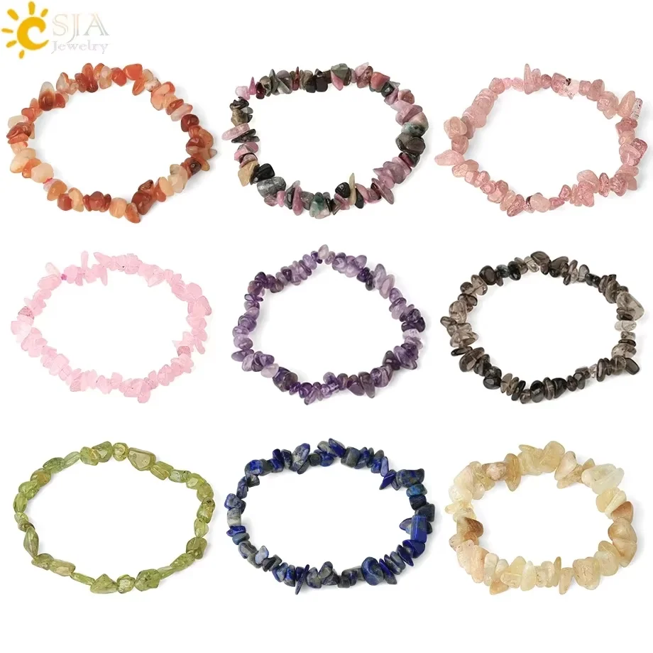 CSJA Kristall-Elastik-Armband Vintage Handgefertigter Charm Naturstein Rechteckiges Armband Schmuck Damen Herren Armreif Accessoire H871 – Detail 5