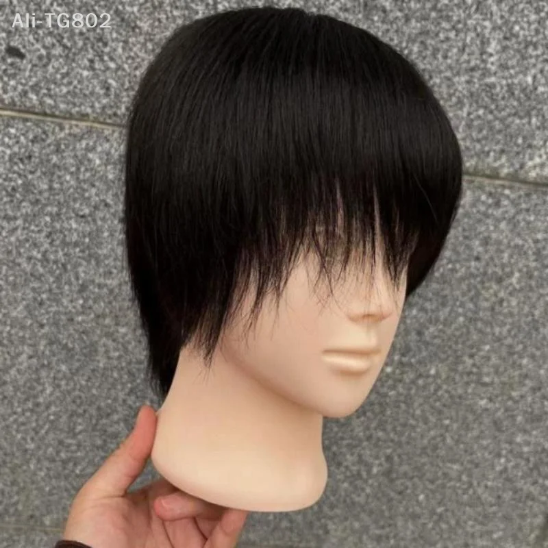 Neosfg Real Human Hair Mannequin Head Short Black Hair Perfect For Barber Training Practice Beauty Styling Tool