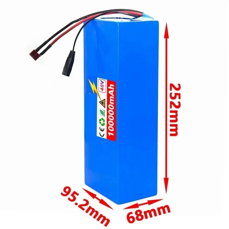 High-Performance 48V 13S4P 100Ah Rechargeable Battery for Electric Bicycle Electric Scooters Mountain Bikes Moped 250-1000W