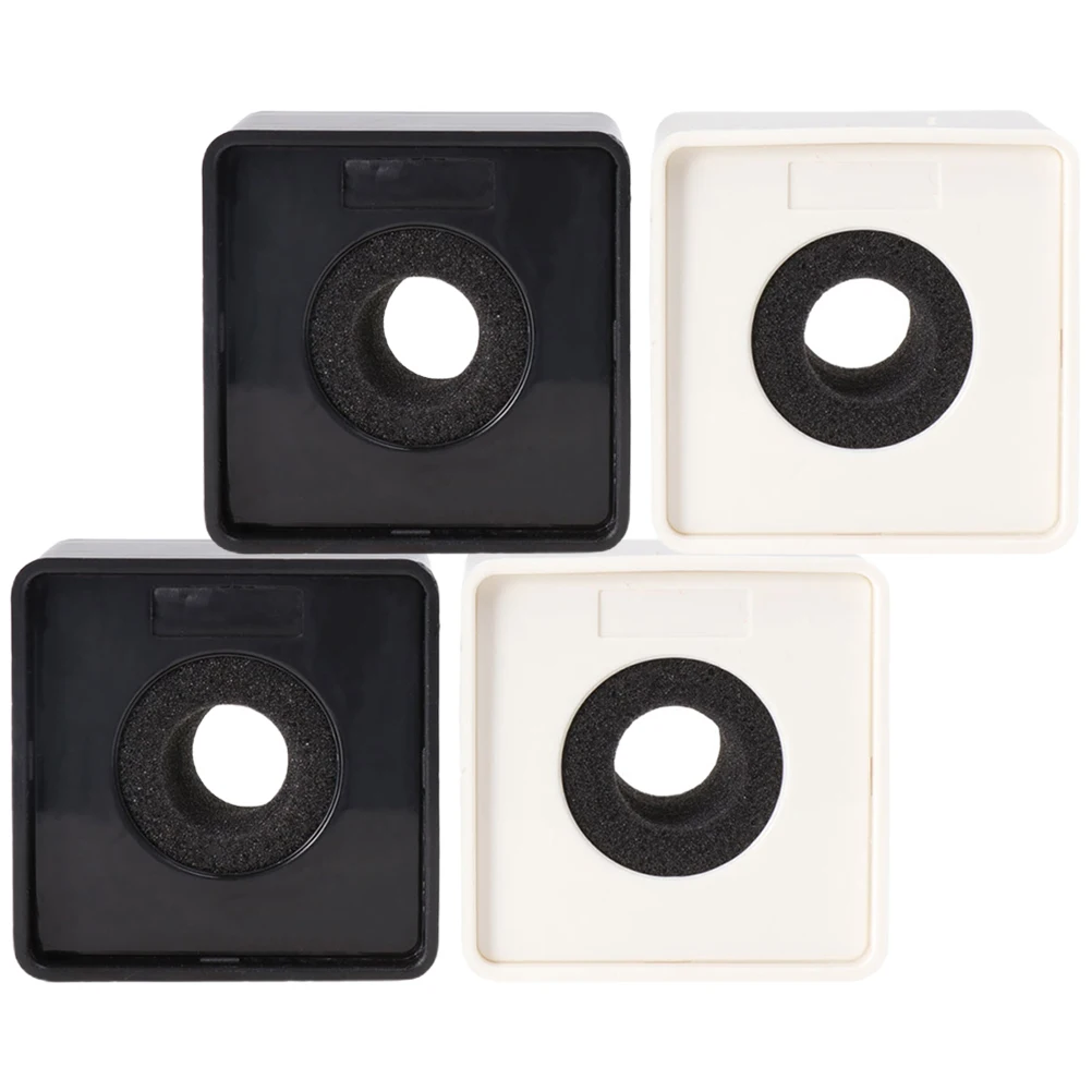 4pcs Mic Logo Flag Station Durable Square Microphone Stand Creative Abs Interview Logo Box Radio Studio Voice Over Recording