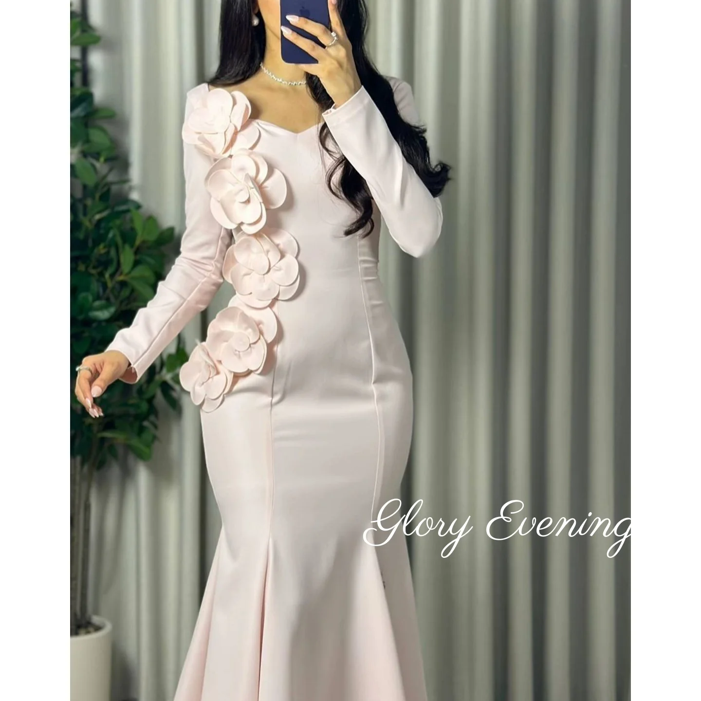 

Pink Long Sleeves Strapless Prom Dresses 2025 Gorgeous Evening Dress Customized Formal Occasion Wedding Dresses Saudi Arabia