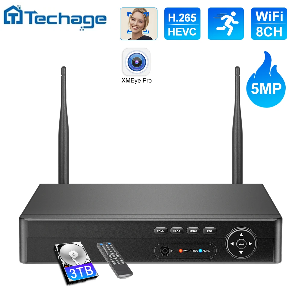 

Techage H.265 NVR 8CH 5MP 4MP Wireless Recorder Wifi CCTV IP Camera Security Protection System P2P XMeye Network Video ONVIF