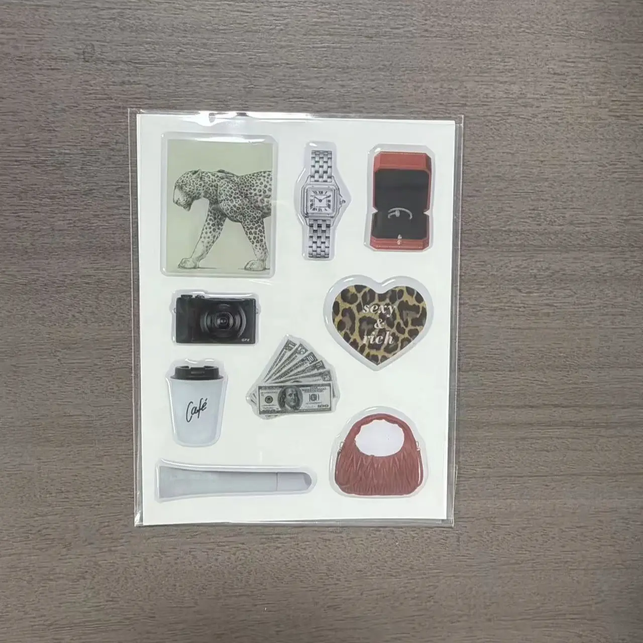 Gentle Pink Russian Rose Girl-Themed Journal Stickers, Milk Tea Camera Fragrance Film Square Stickers, Ins Korean Style Vibe Guka Phone Case, Water Cup, Notebook DIY Waterproof Decorative Collage Stickers, Non-Repeating view 5