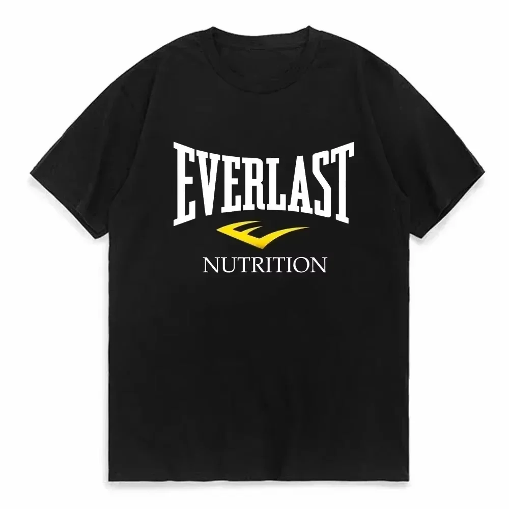 Camiseta de boxeo de verano EVERLAST para hombre, pantalón corto holgado informal de manga corta con cuello redondo para mujer, Camiseta de algodón, Tops deportivos para Fitness, ropa de calle